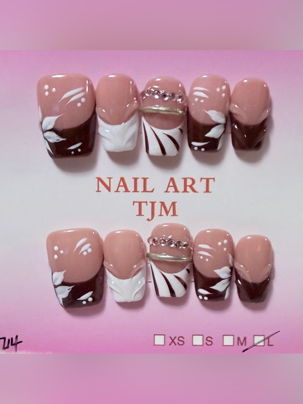 Pink & Brown Press-On Nail Set